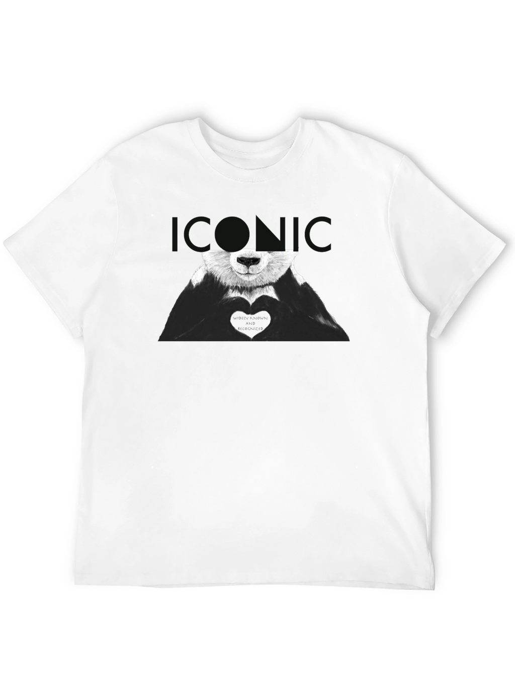 Iconic Panda Heart Graphic Tee - Black