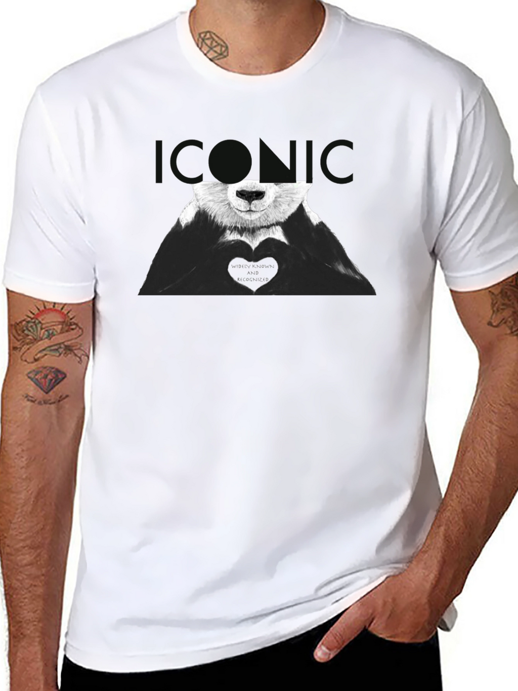 Iconic Panda Heart Graphic Tee - Black