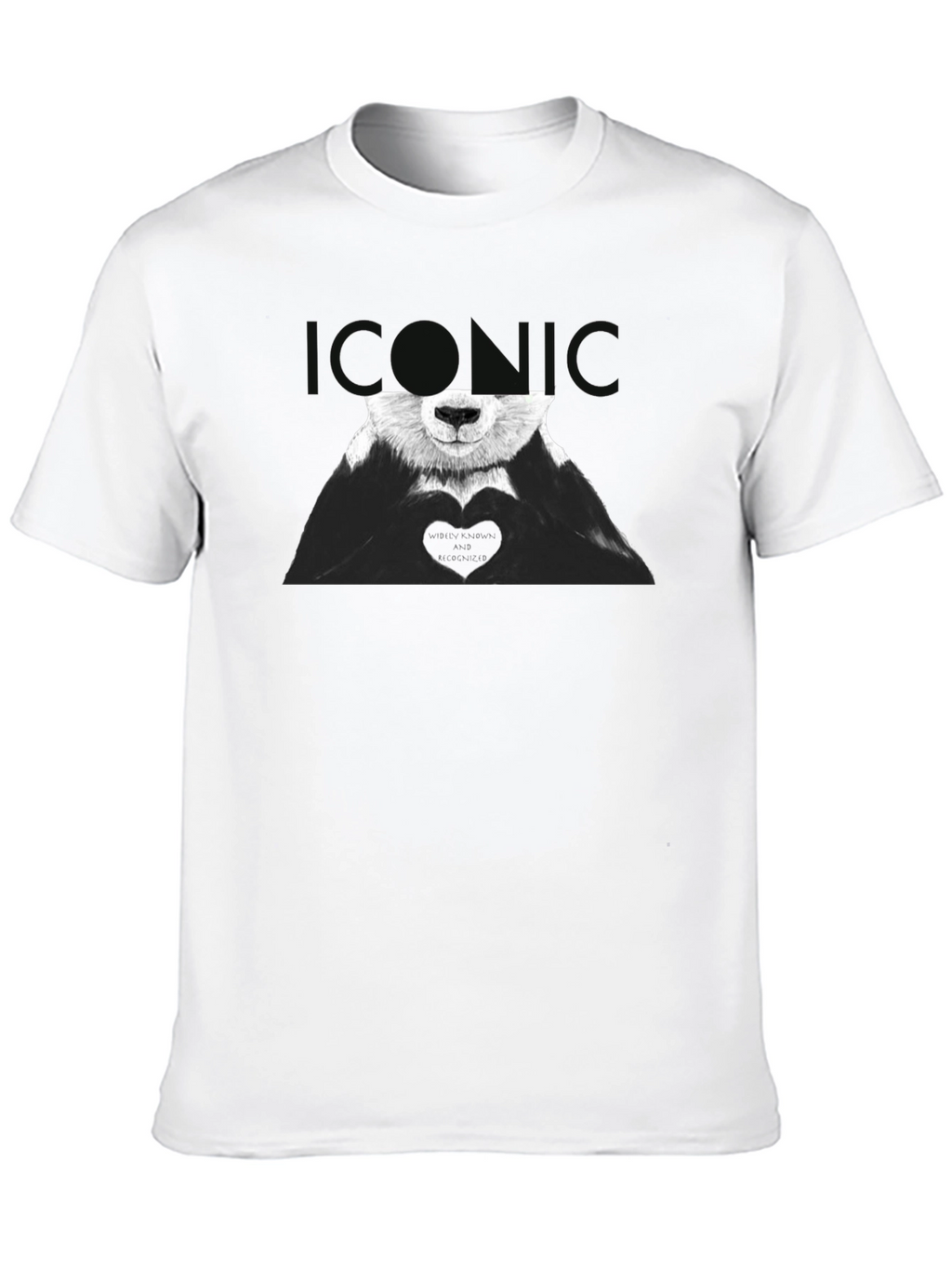 Iconic Panda Heart Graphic Tee - Black