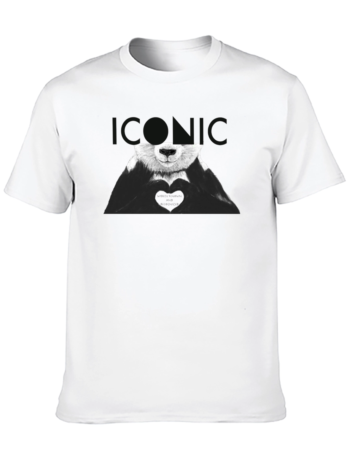 Iconic Panda Heart Graphic Tee - Black