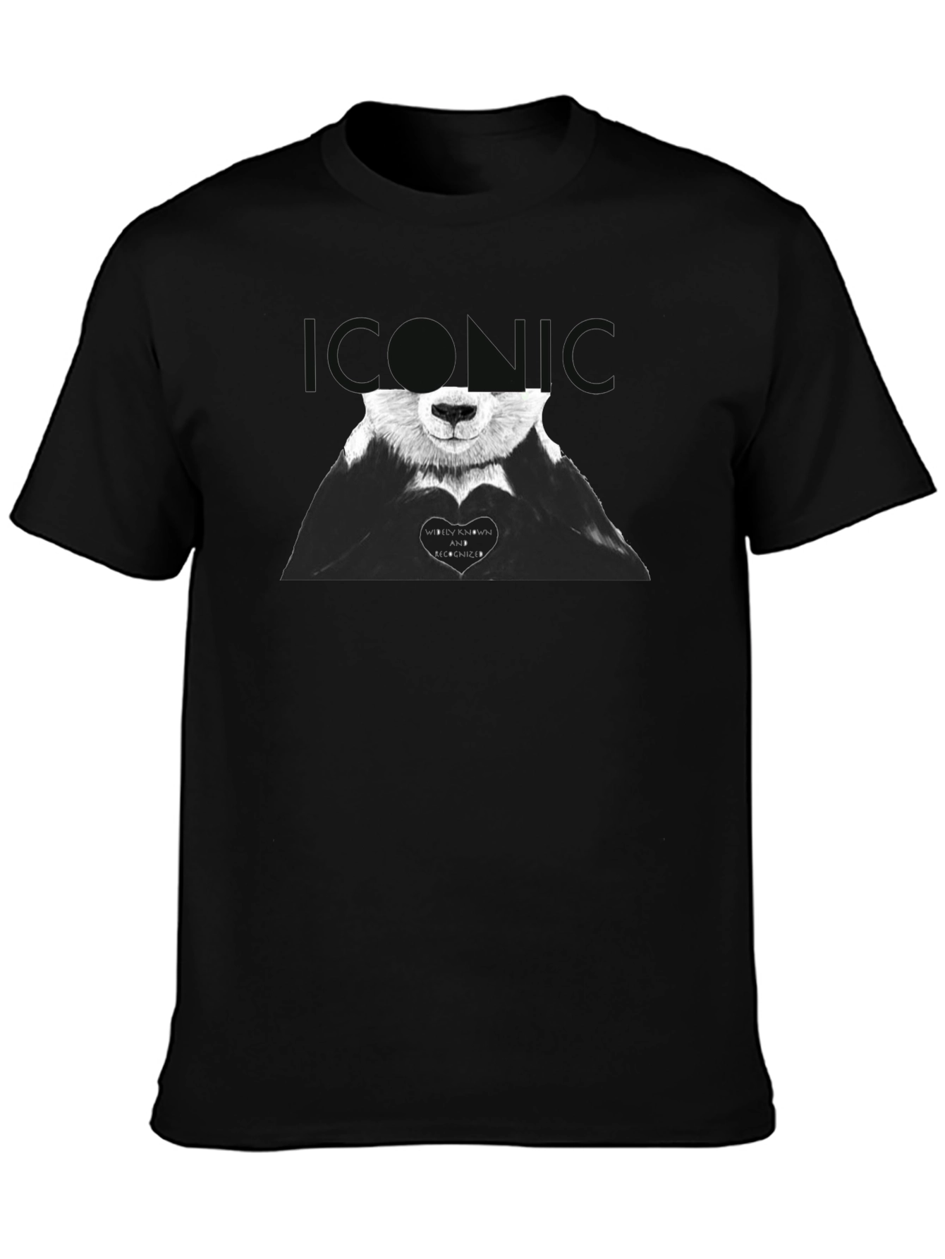 Iconic Panda Heart Graphic Tee - Black