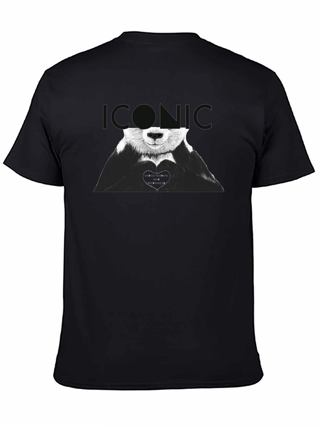 Iconic Panda Heart Graphic Tee - Black