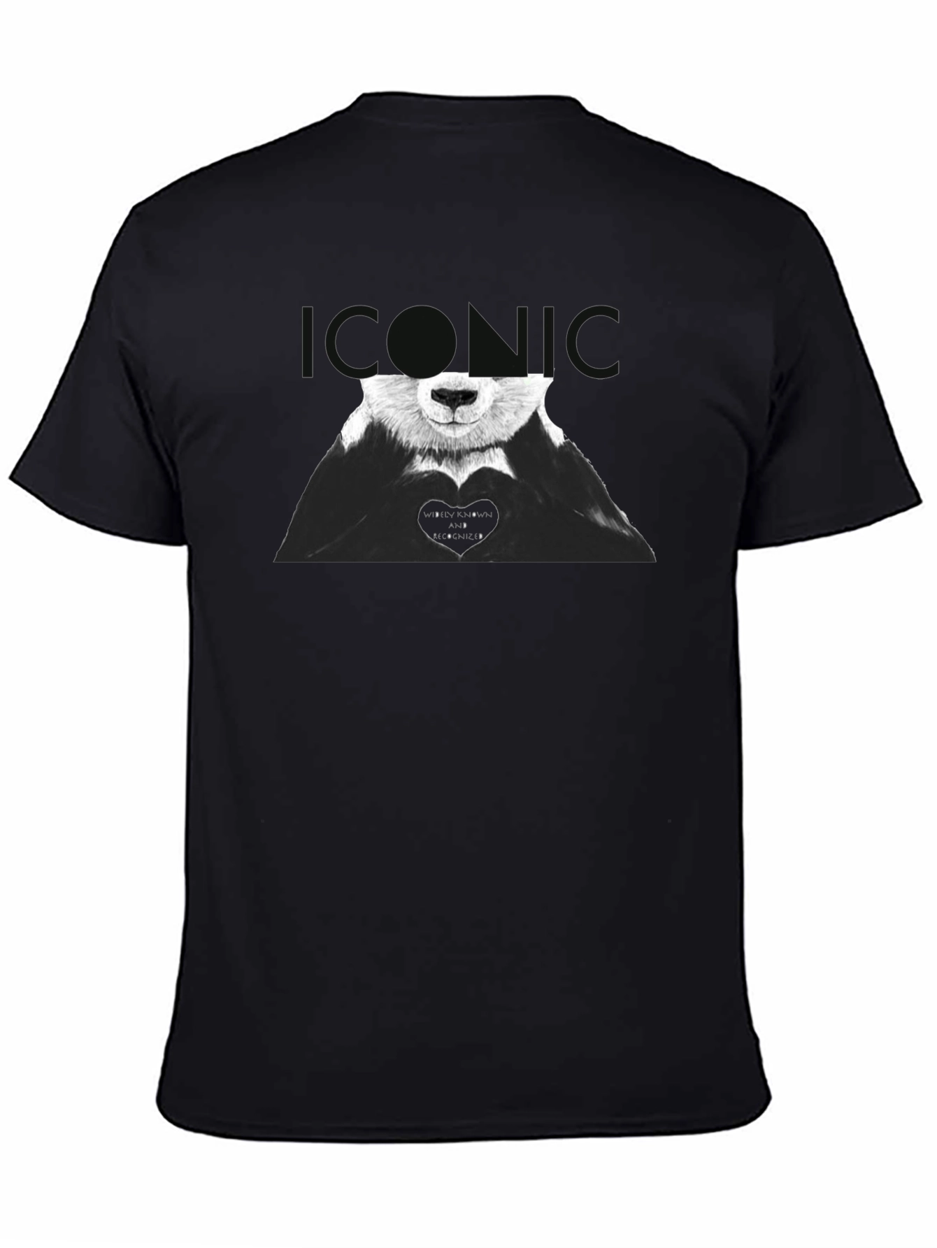 Iconic Panda Heart Graphic Tee - Black