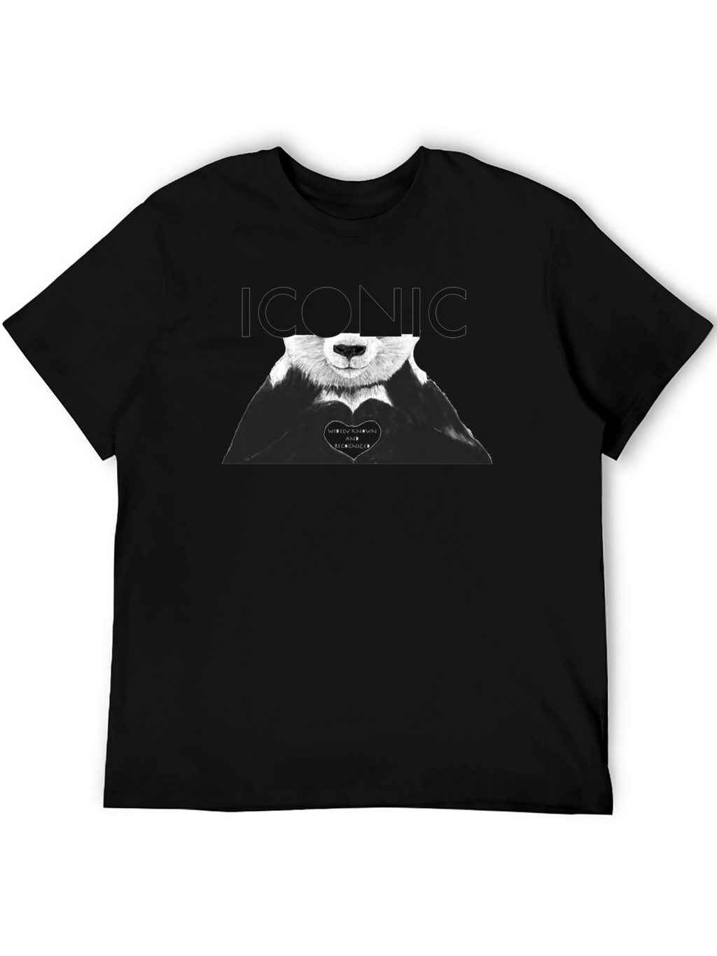 Iconic Panda Heart Graphic Tee - Black