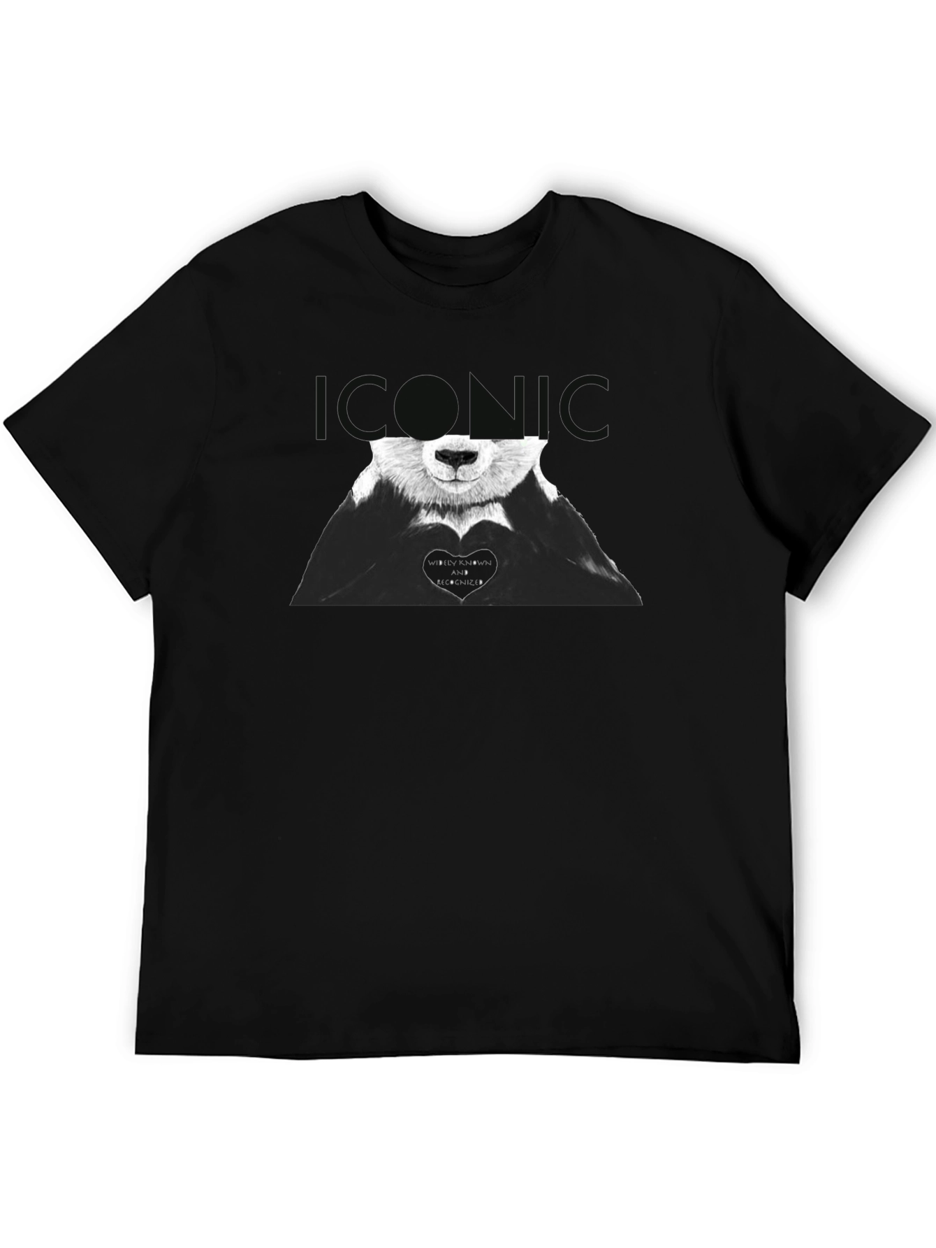 Iconic Panda Heart Graphic Tee - Black