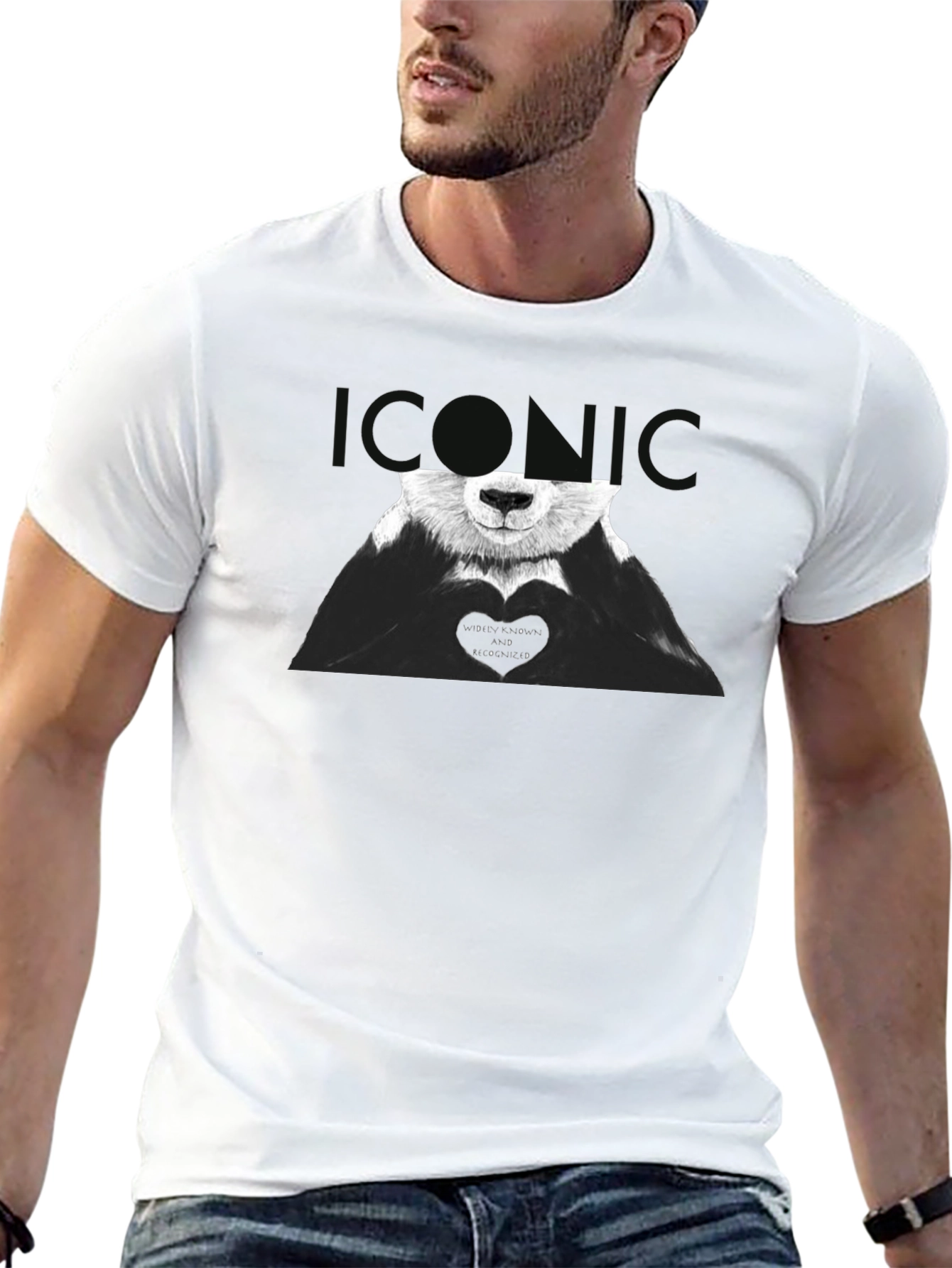 Iconic Panda Heart Graphic Tee - Black