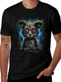 Creepy Cute Bear Graphic T-Shirt - Black
