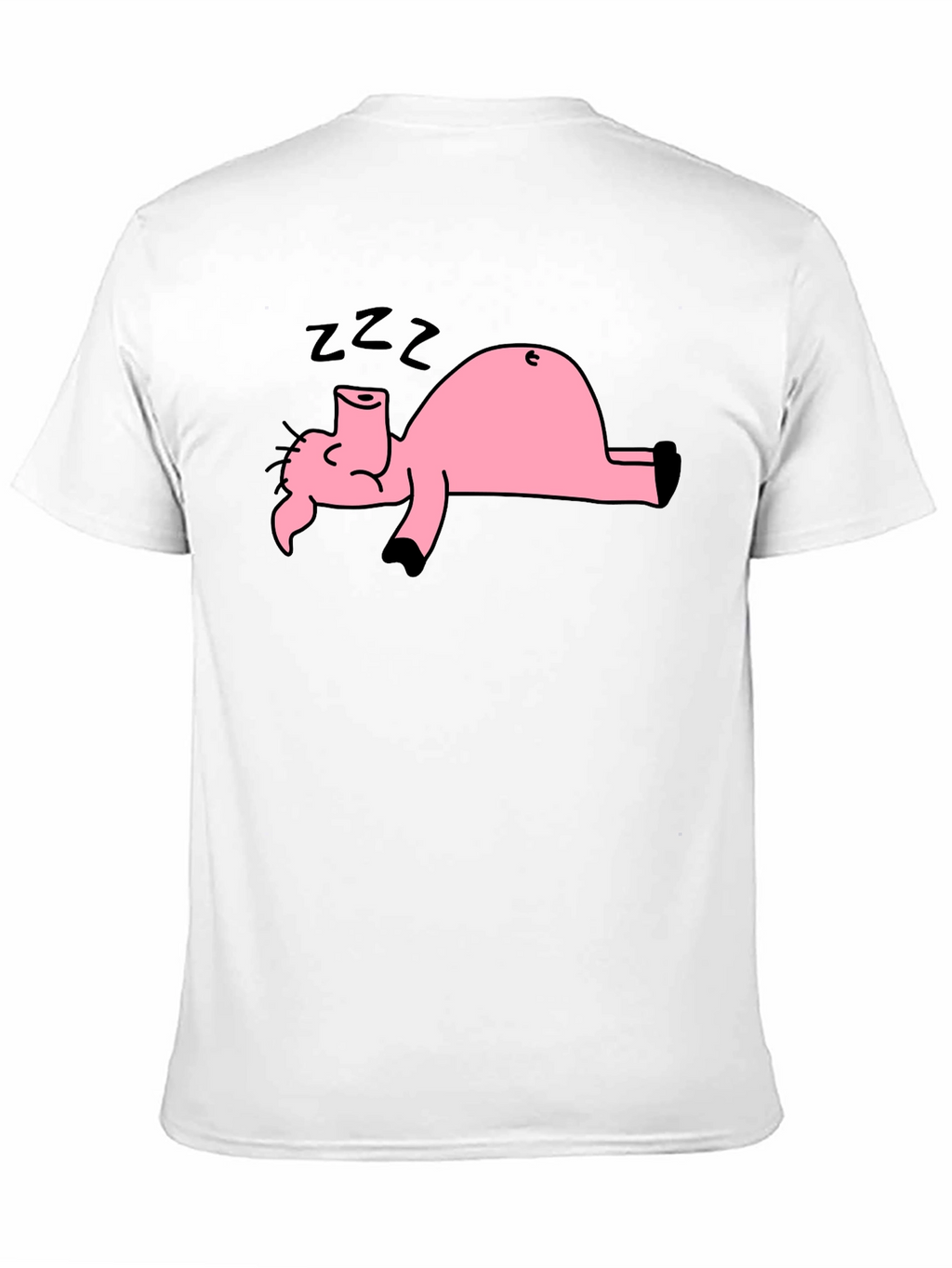 Black T-Shirt with Sleeping Pig Graphic
