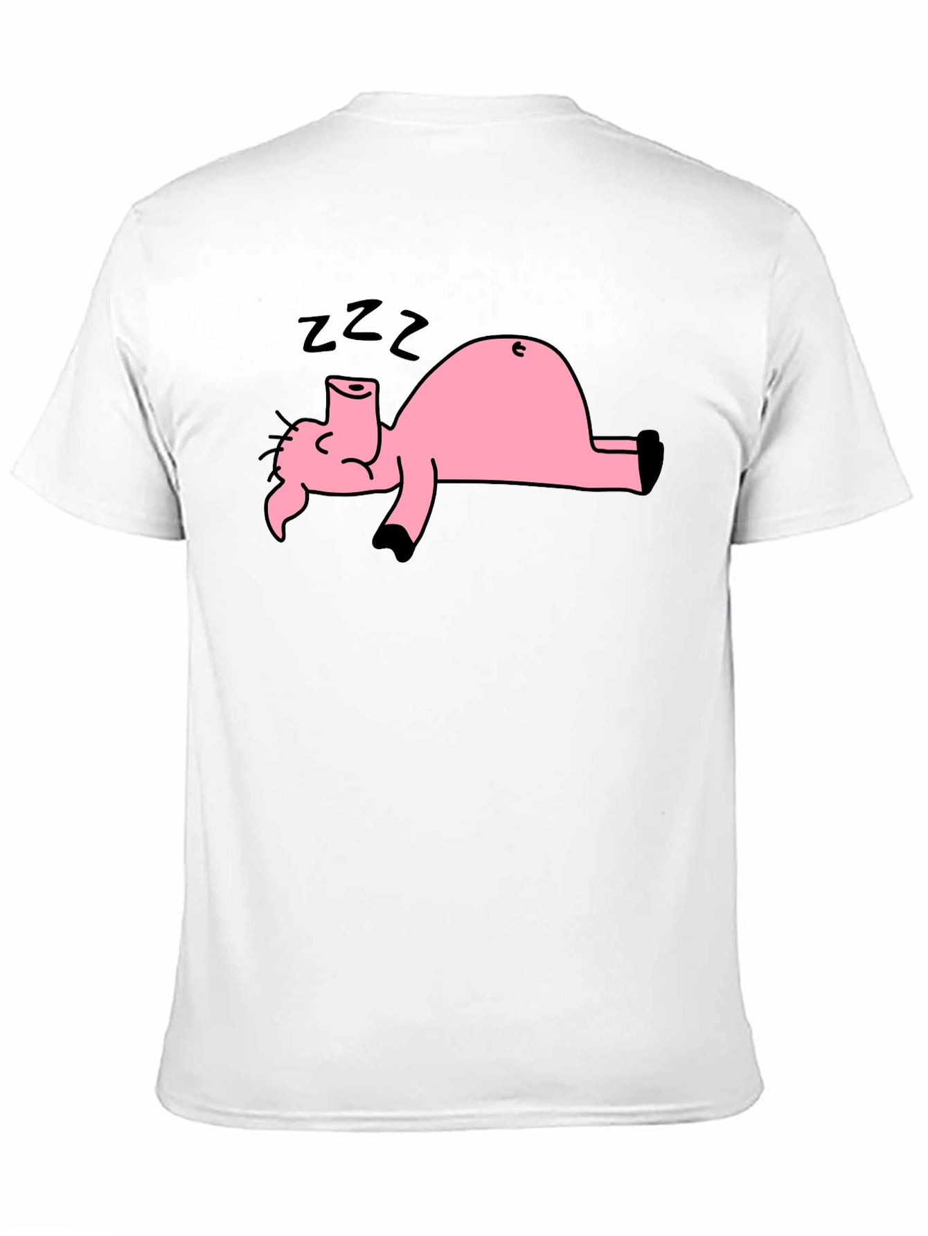 Black T-Shirt with Sleeping Pig Graphic