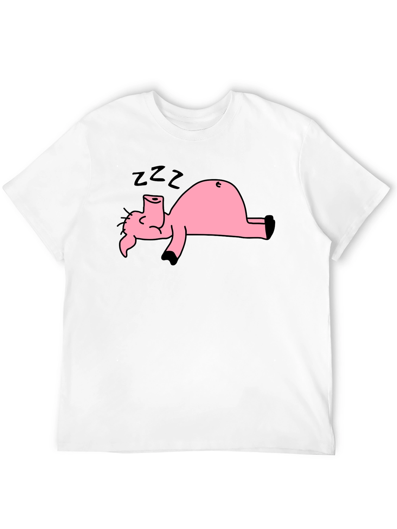 Black T-Shirt with Sleeping Pig Graphic