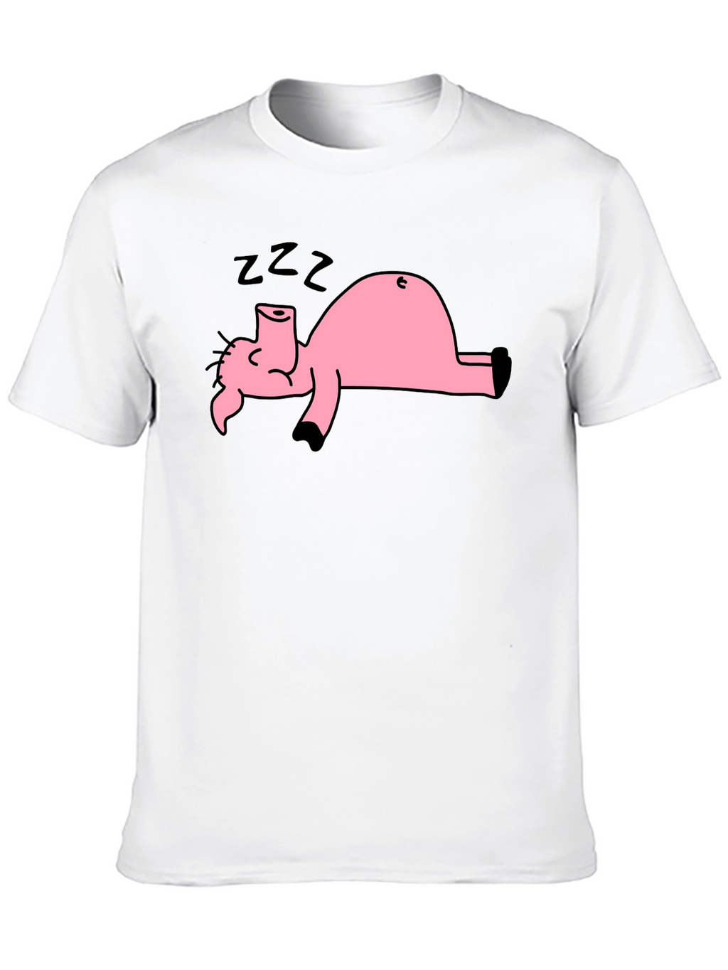 Black T-Shirt with Sleeping Pig Graphic
