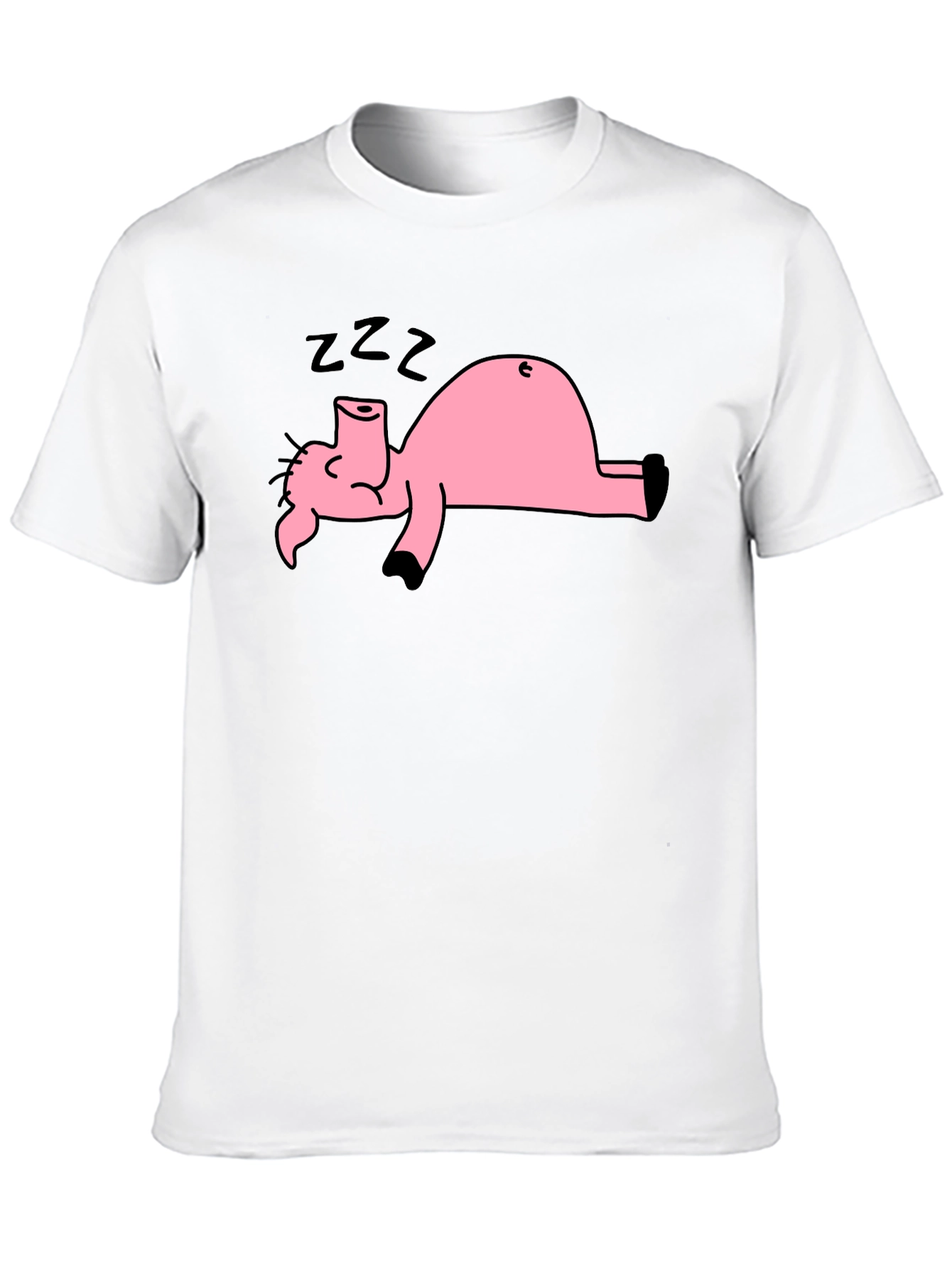 Black T-Shirt with Sleeping Pig Graphic