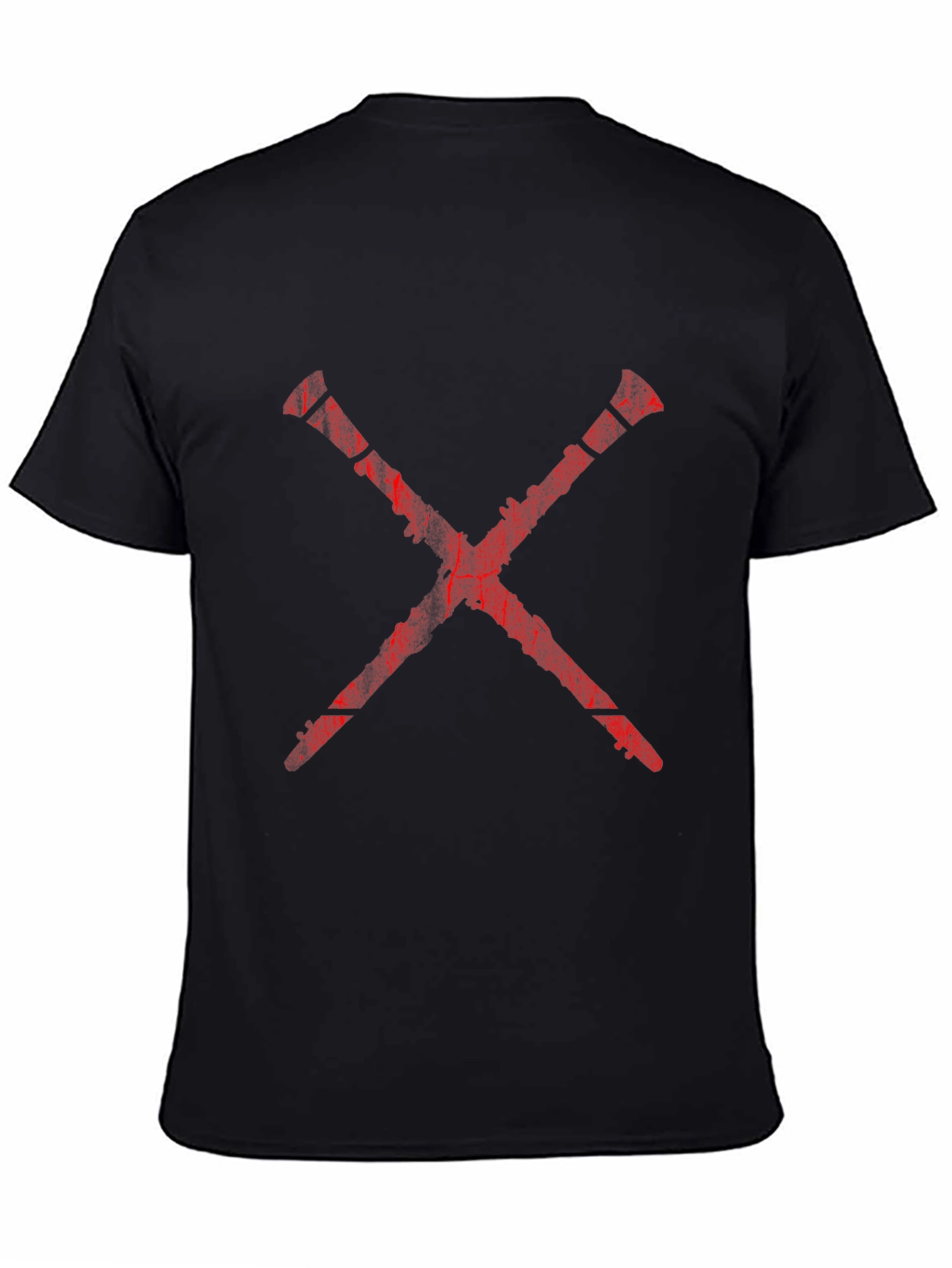 Red X Graphic Print Black T-Shirt