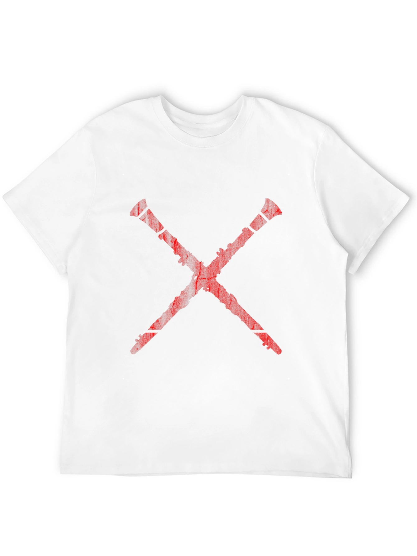Red X Graphic Print Black T-Shirt