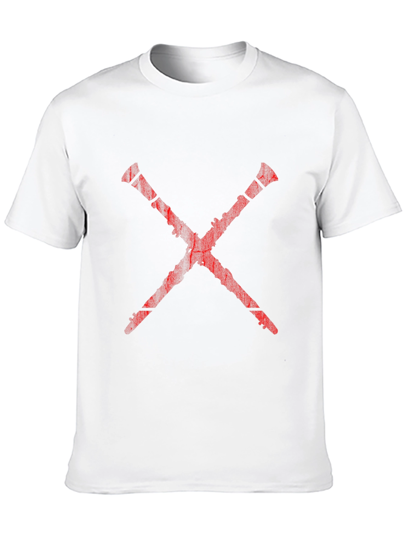 Red X Graphic Print Black T-Shirt