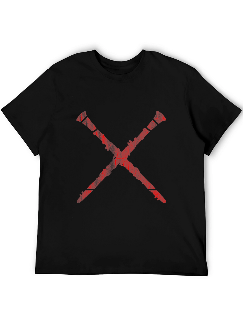 Red X Graphic Print Black T-Shirt