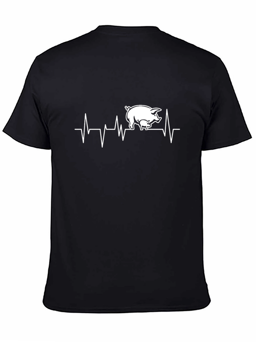 Pig Heartbeat T-Shirt - Black Crew Neck Cotton Tee