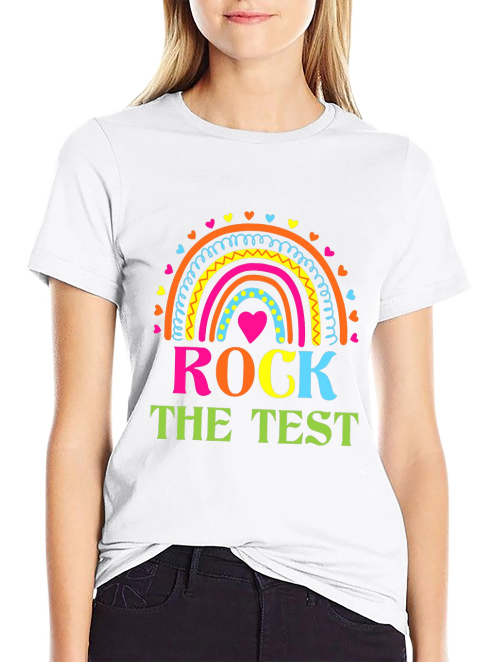 Rock The Test Teacher Rainbow T-Shirt