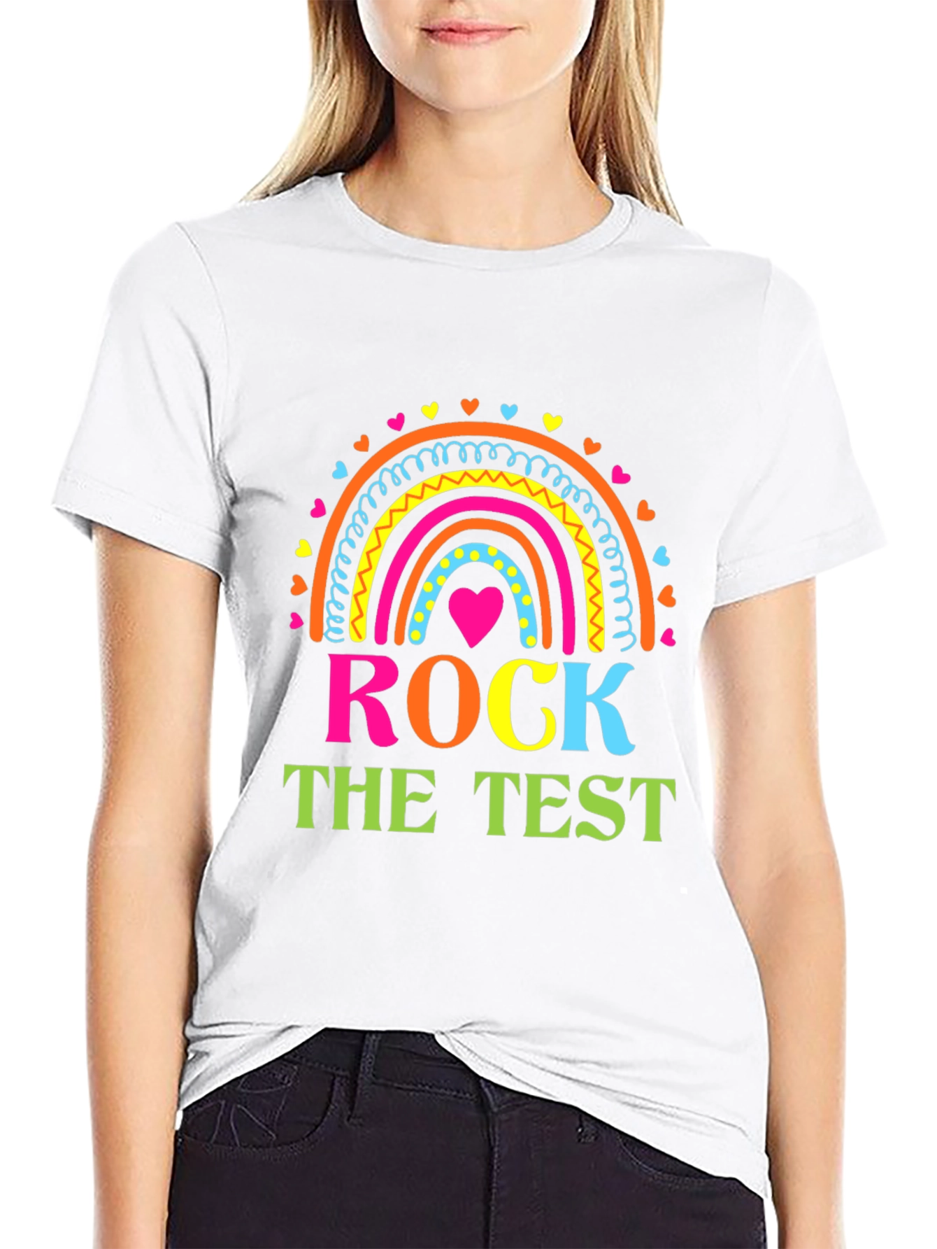 Rock The Test Teacher Rainbow T-Shirt