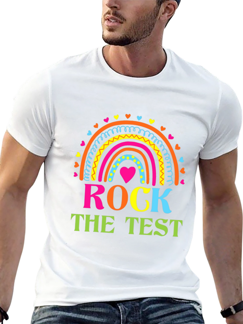 Rock The Test Teacher Rainbow T-Shirt