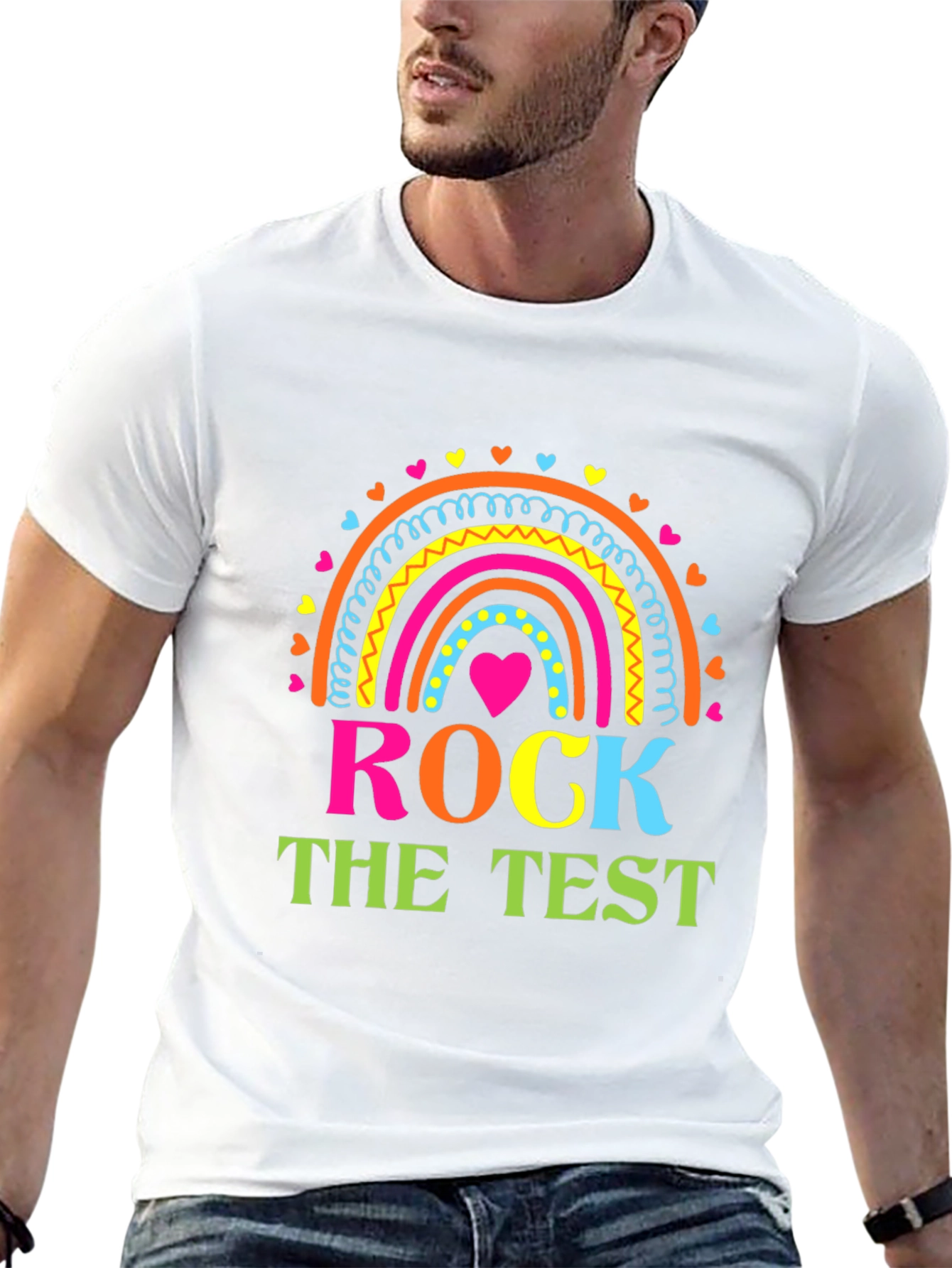 Rock The Test Teacher Rainbow T-Shirt