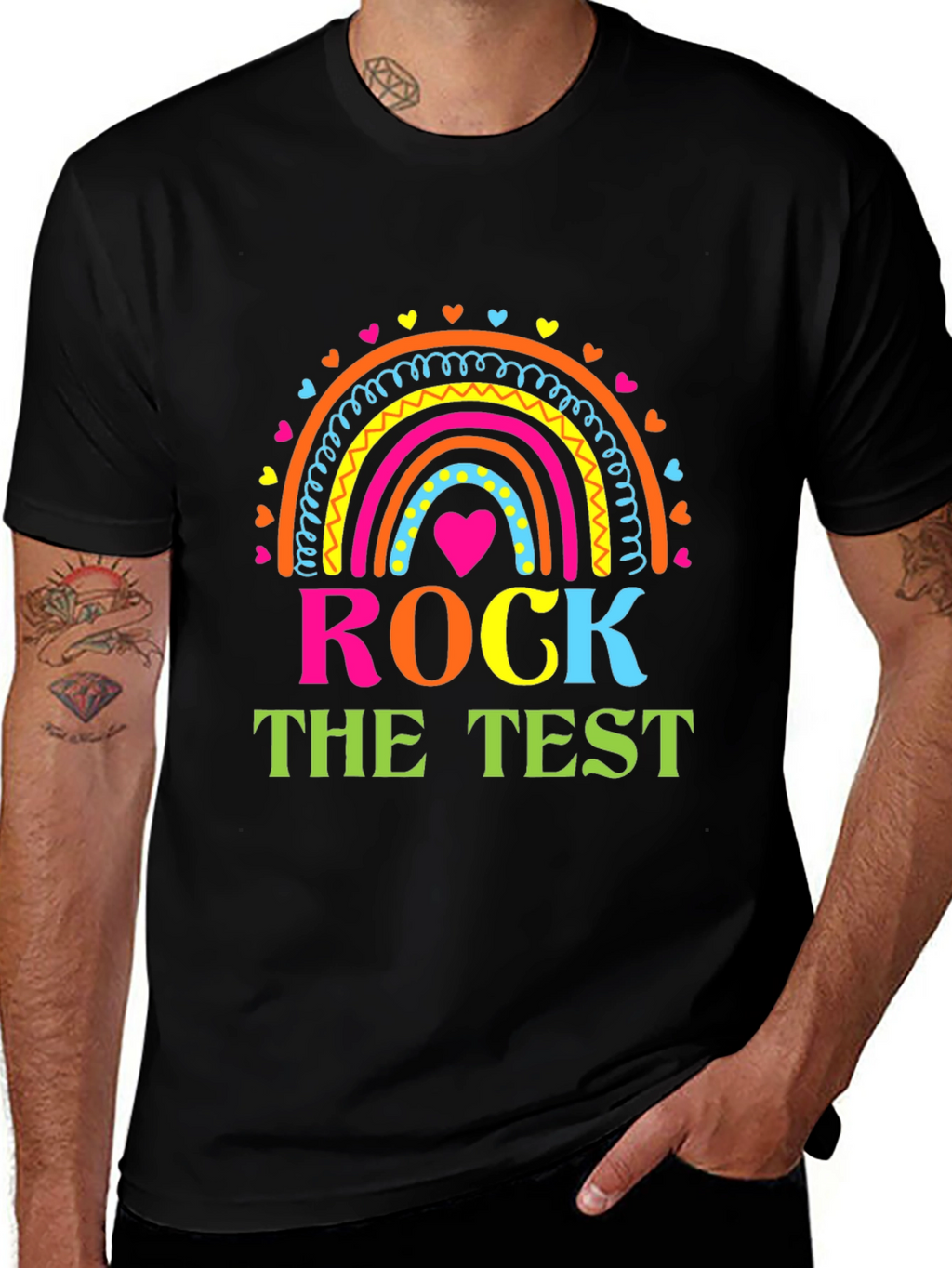 Rock The Test Teacher Rainbow T-Shirt