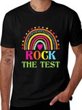Rock The Test Teacher Rainbow T-Shirt