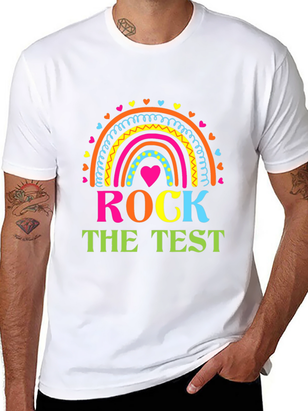 Rock The Test Teacher Rainbow T-Shirt