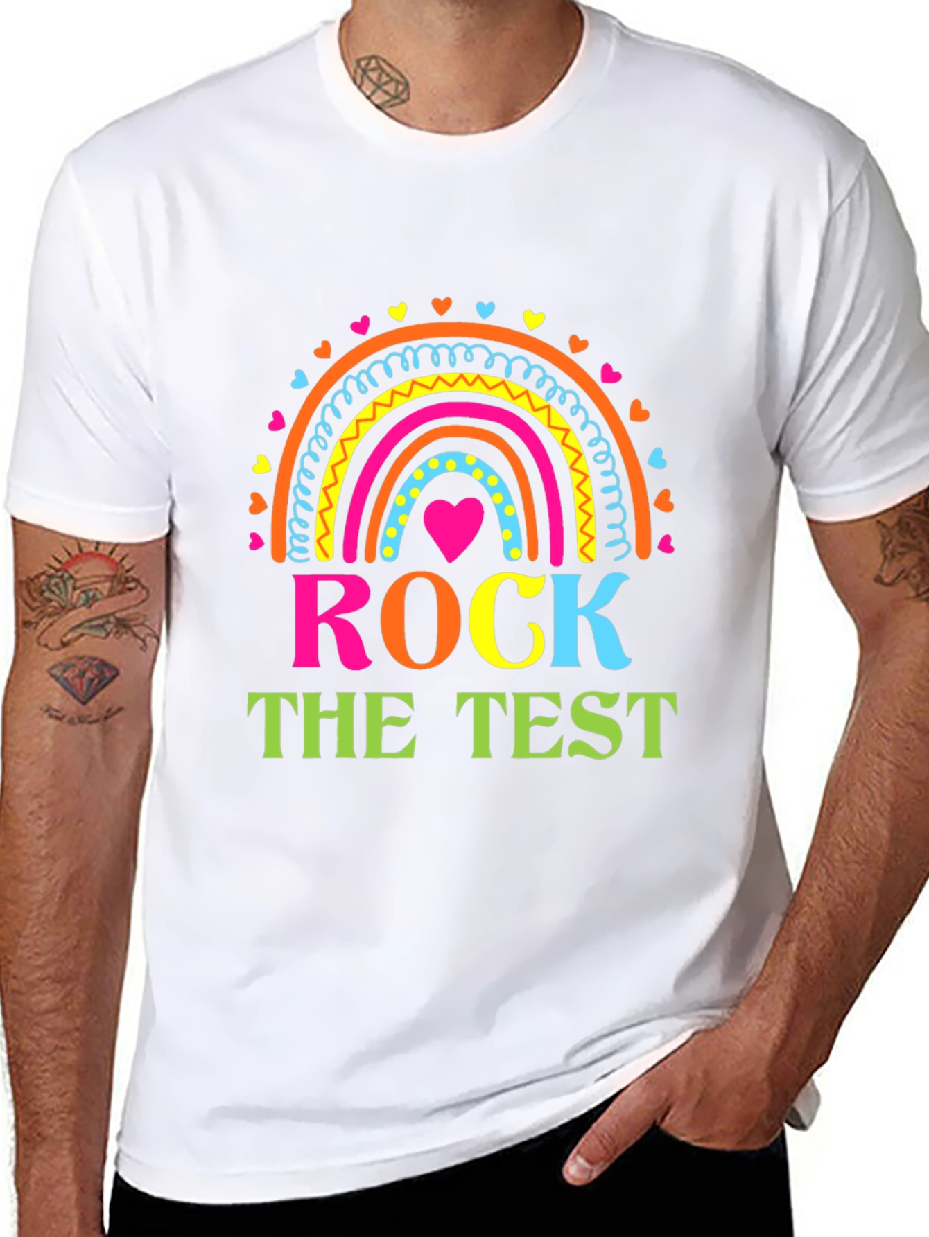 Rock The Test Teacher Rainbow T-Shirt