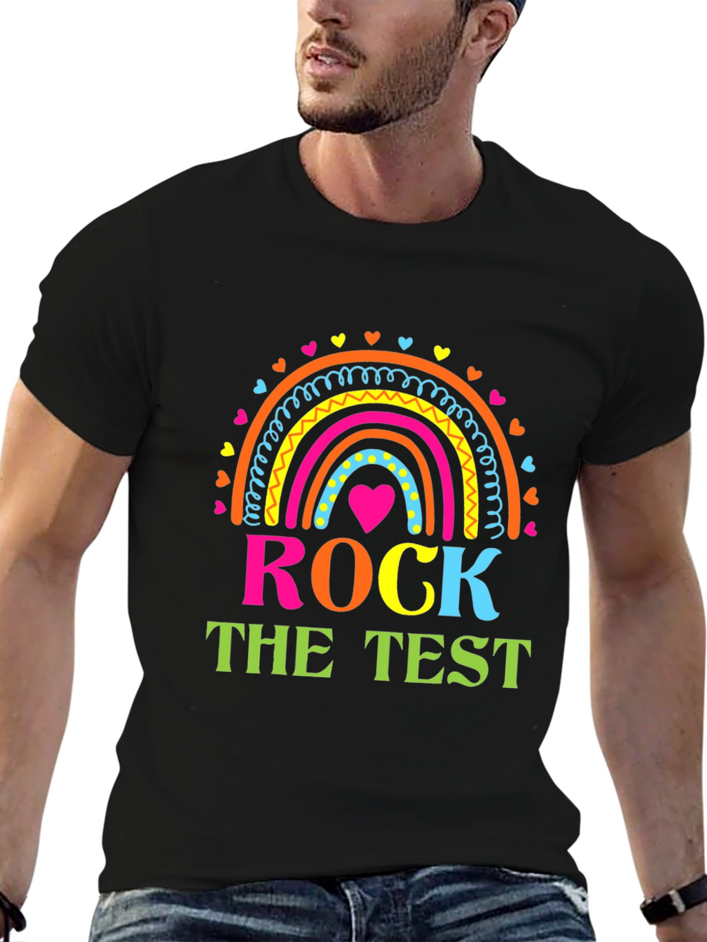 Rock The Test Teacher Rainbow T-Shirt