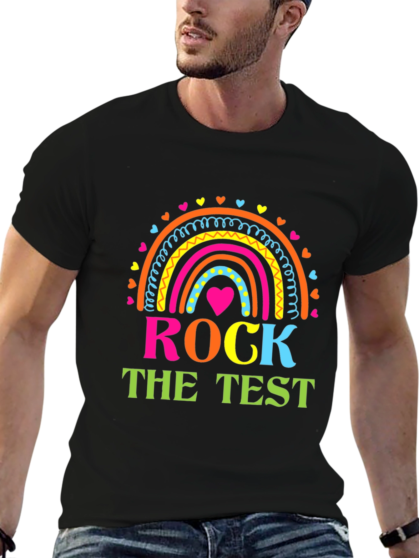 Rock The Test Teacher Rainbow T-Shirt