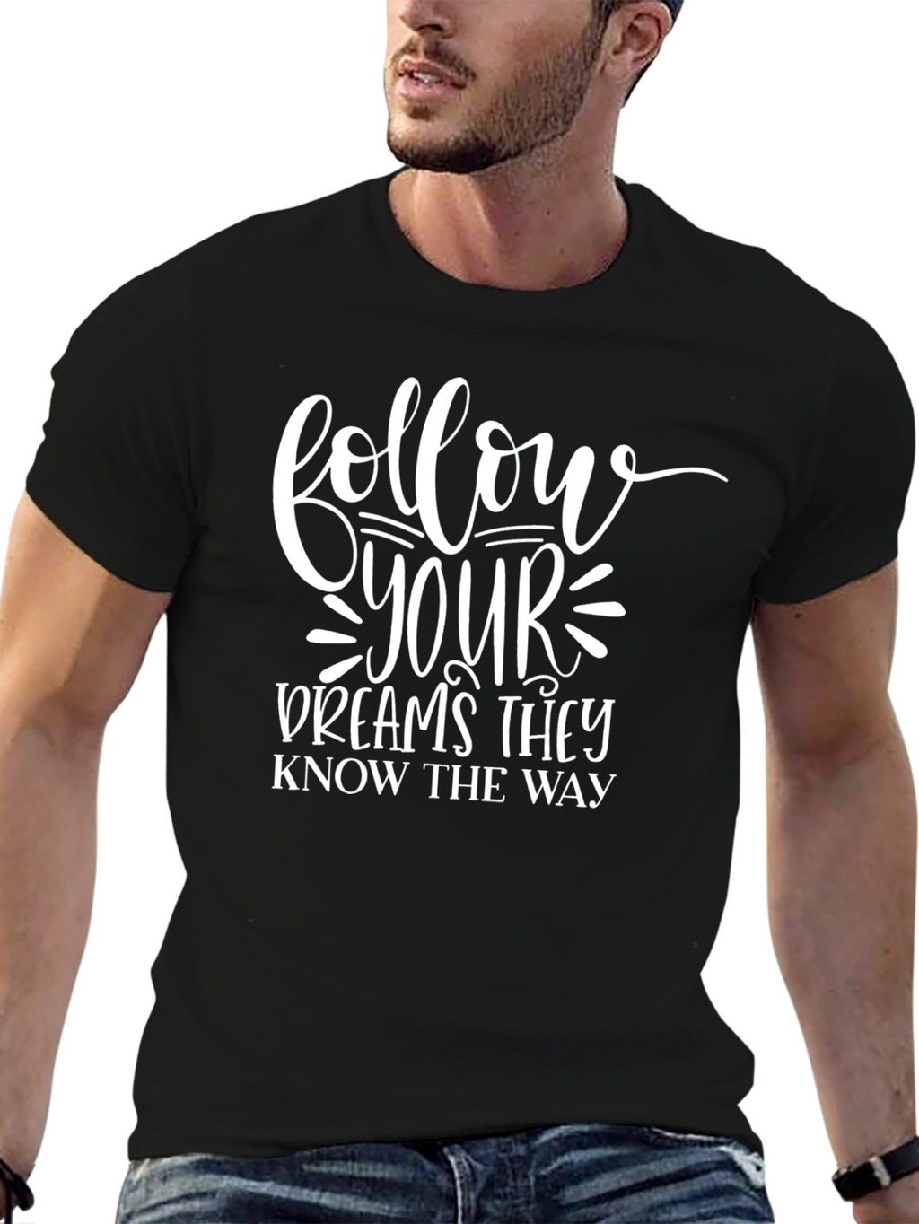 Follow Your Dreams Black Graphic Tee