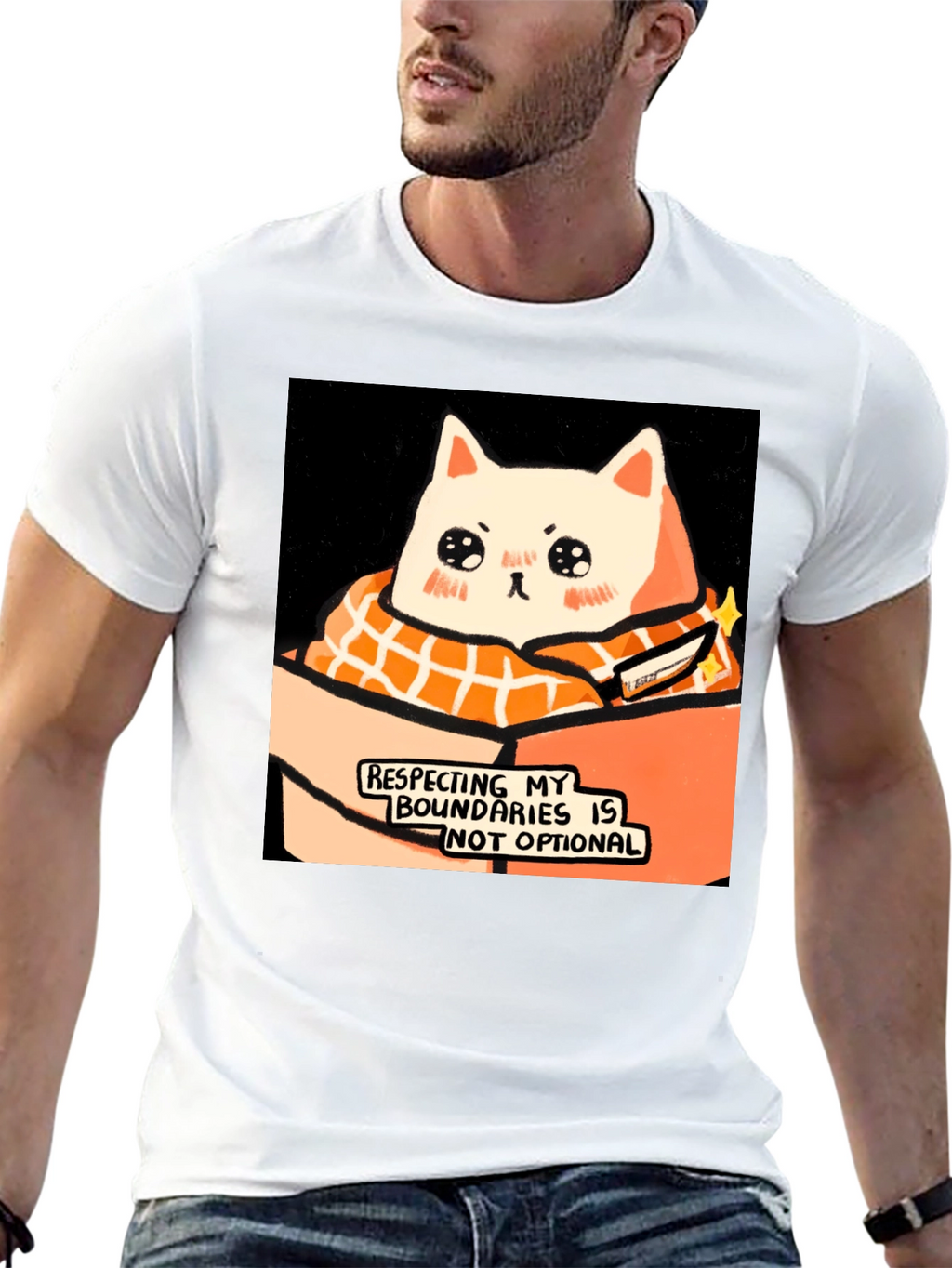 Respect Boundaries Cat T-Shirt