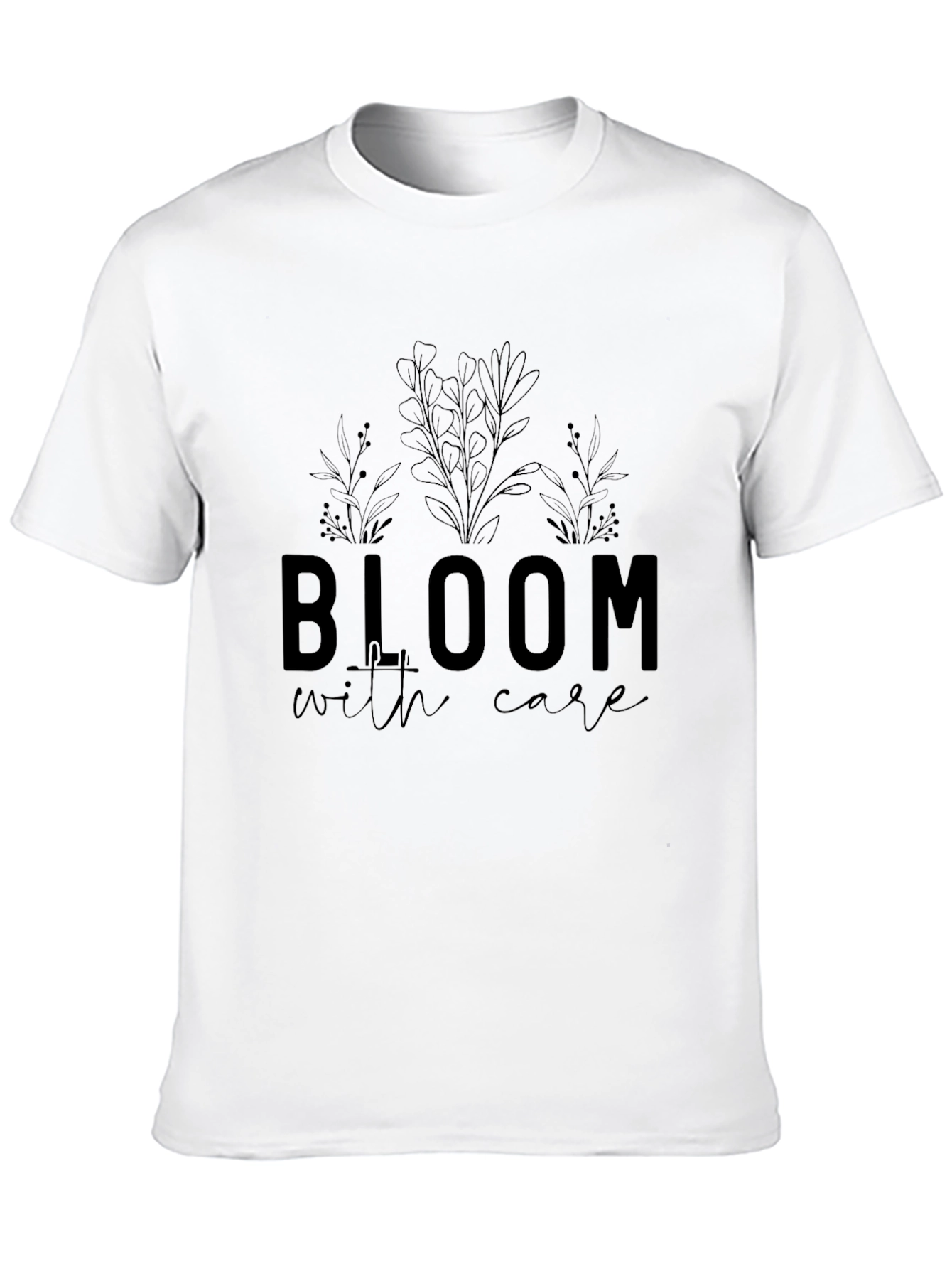 Bloom With Care Graphic Tee - Stylish Black T-Shirt