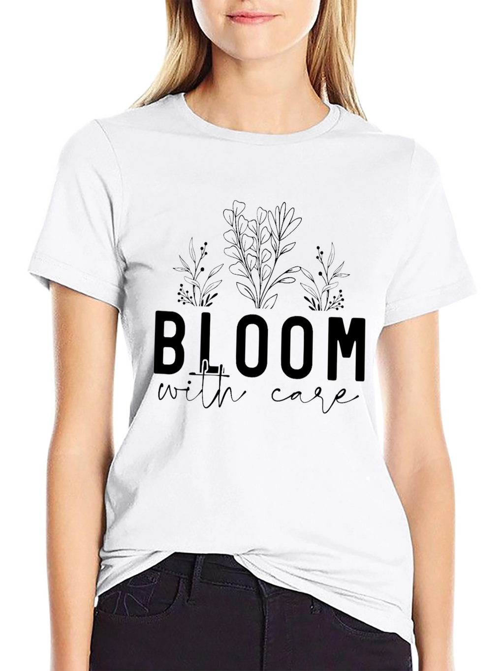 Bloom With Care Graphic Tee - Stylish Black T-Shirt
