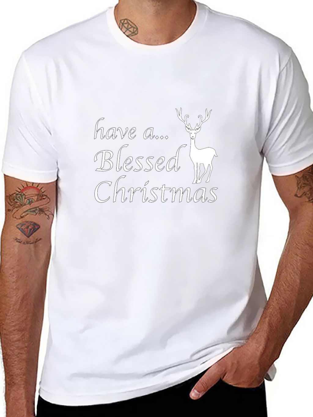 Blessed Christmas Reindeer Graphic T-Shirt