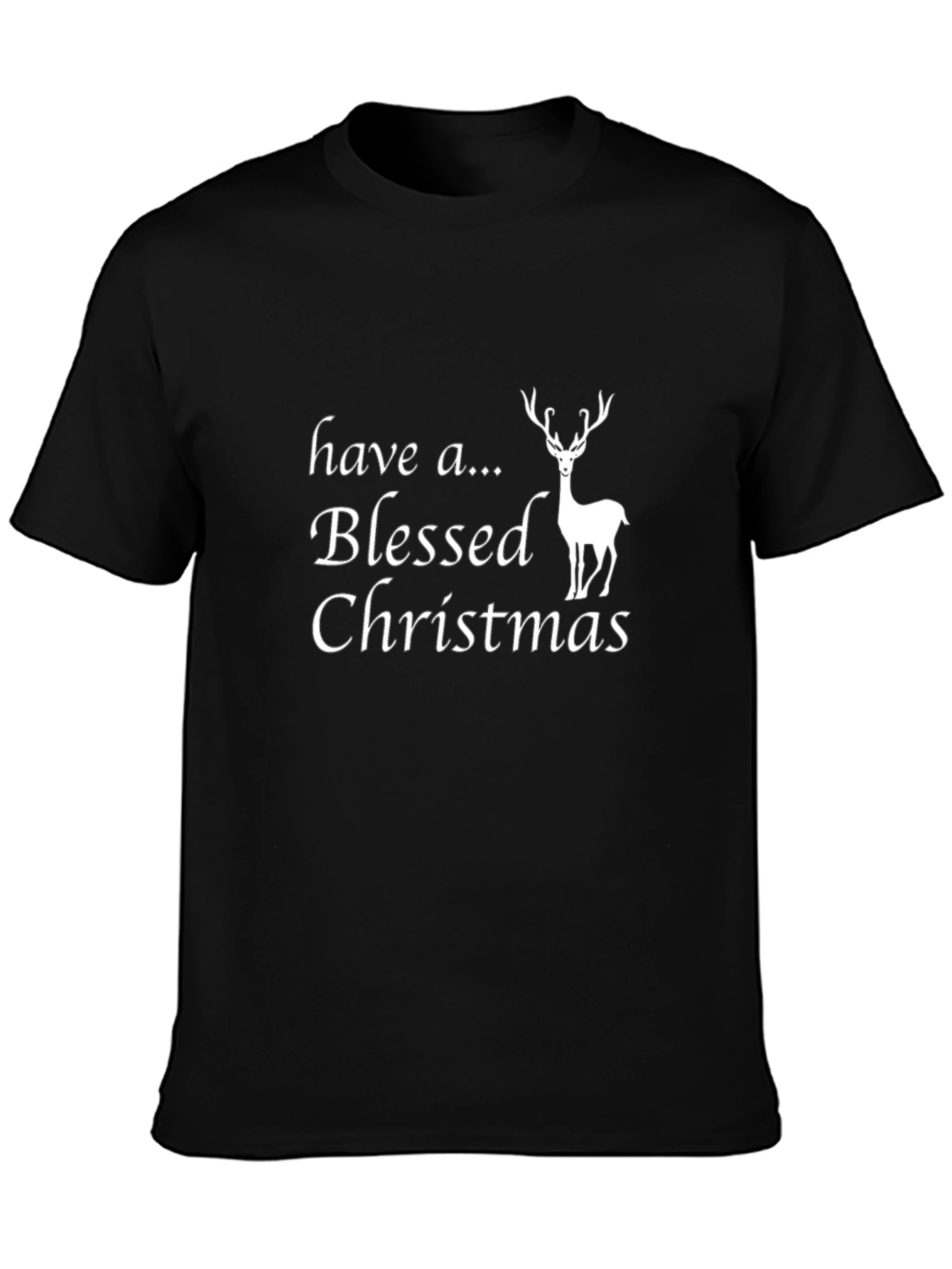 Blessed Christmas Reindeer Graphic T-Shirt