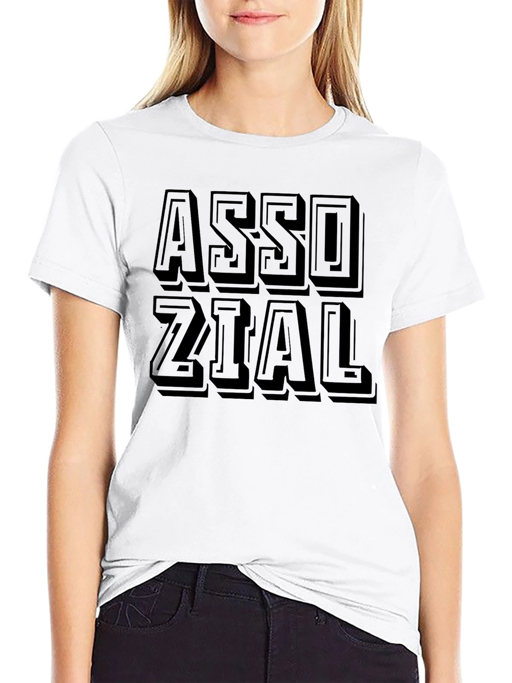 Stylish Assozial Graphic Print Black T-Shirt