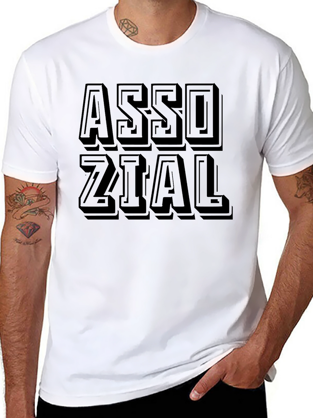 Stylish Assozial Graphic Print Black T-Shirt