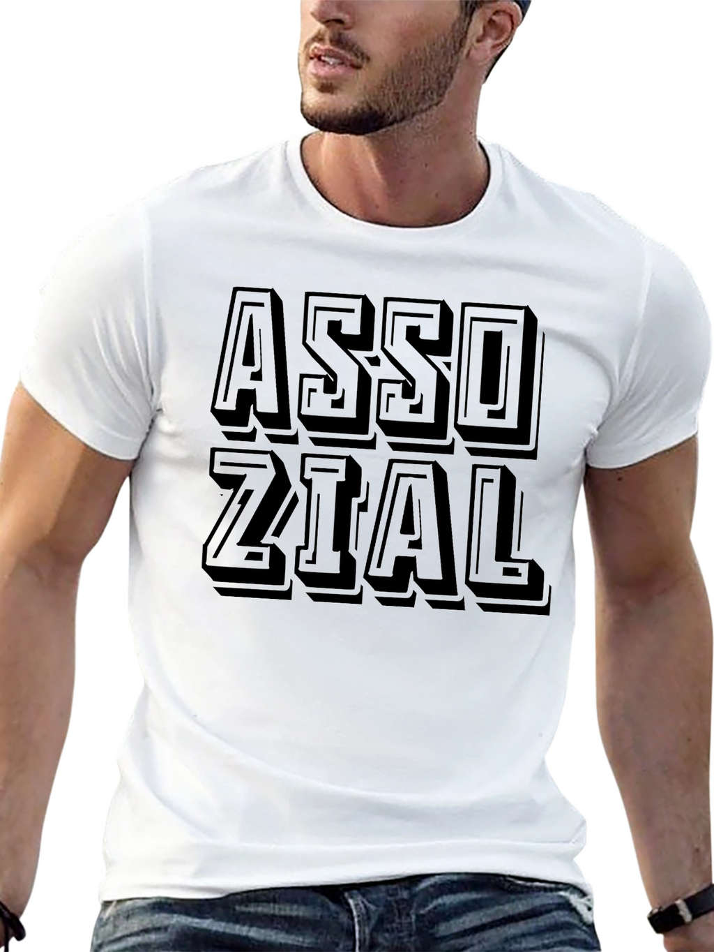 Stylish Assozial Graphic Print Black T-Shirt