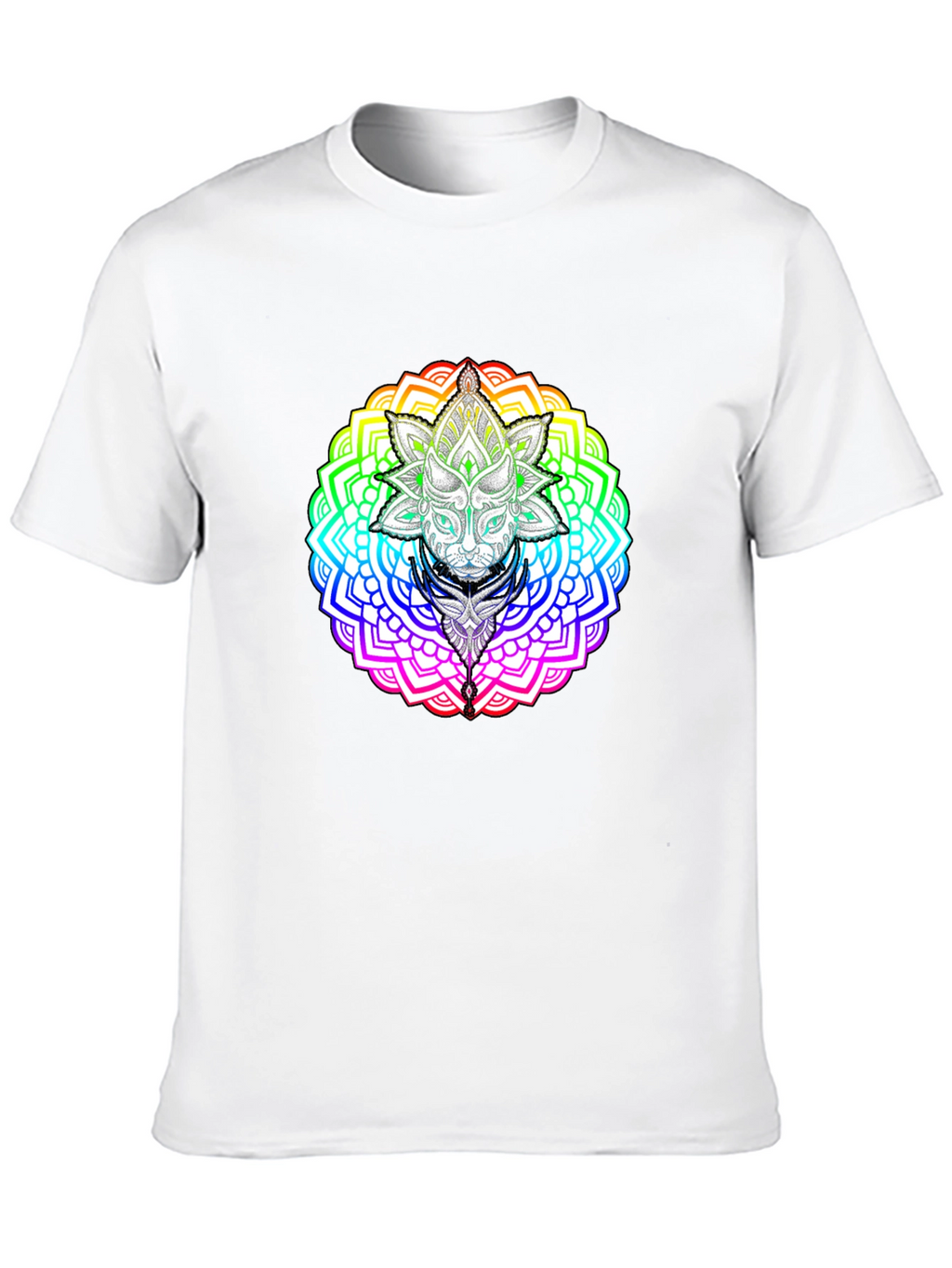 Rainbow Mandala Cat Graphic T-Shirt