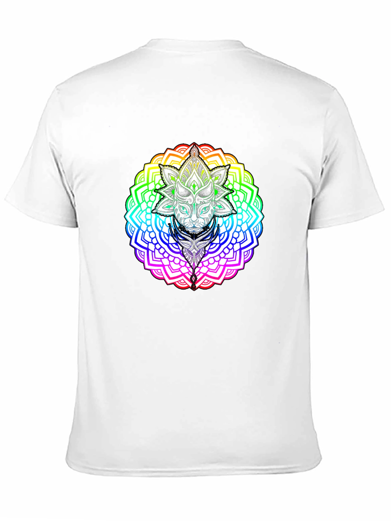 Rainbow Mandala Cat Graphic T-Shirt