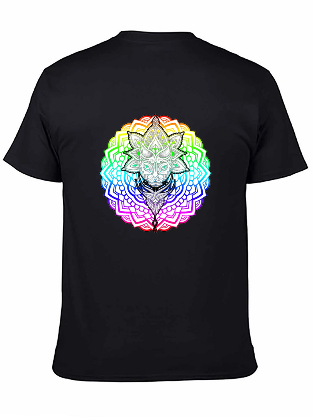 Rainbow Mandala Cat Graphic T-Shirt