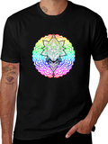 Rainbow Mandala Cat Graphic T-Shirt