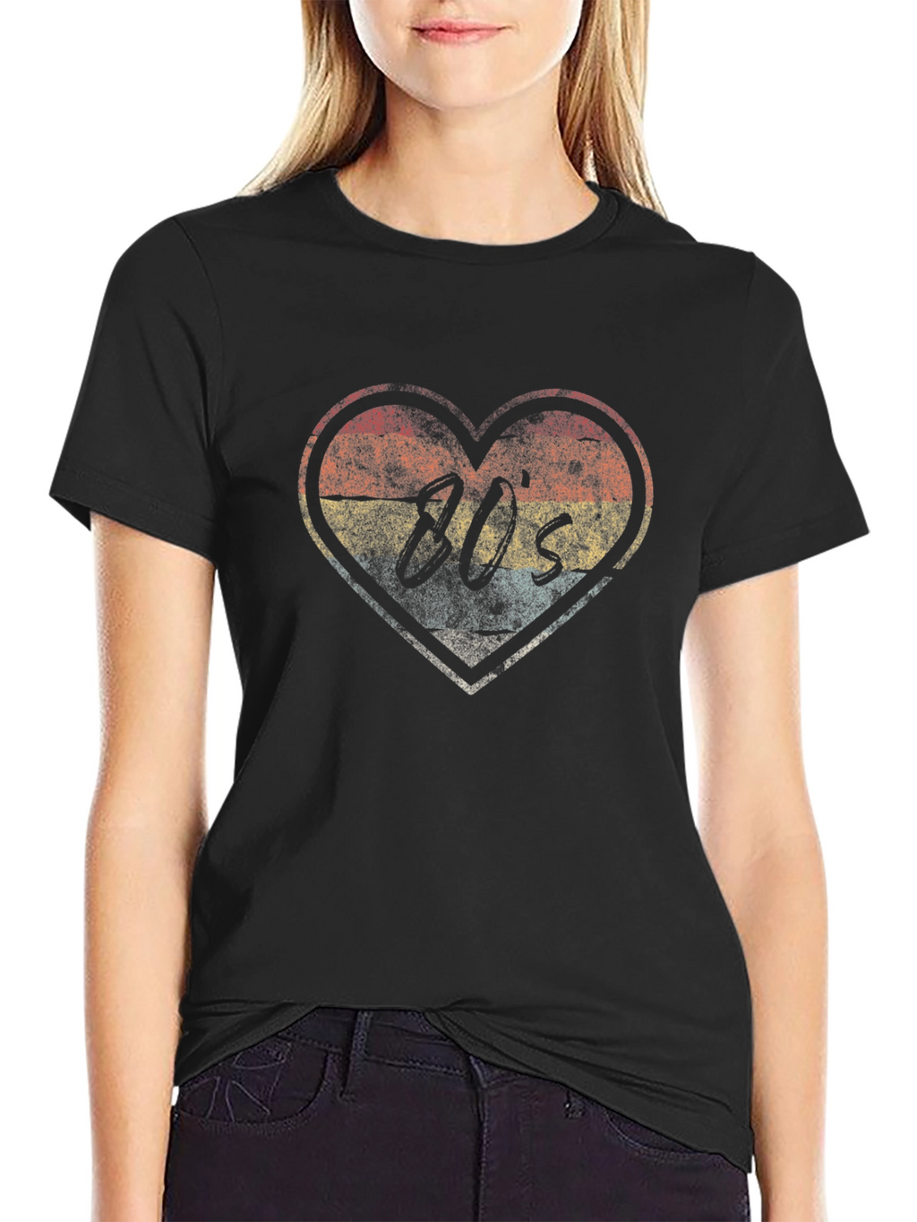 Retro 80s Heart Graphic T-Shirt
