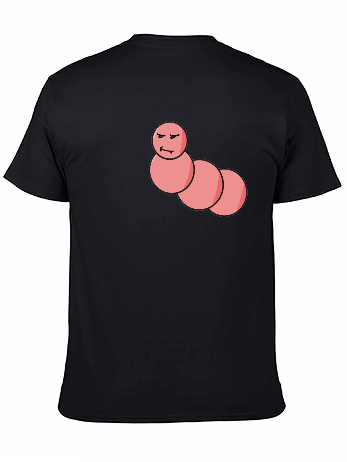 Mens Black T-Shirt with Funny Worm Graphic