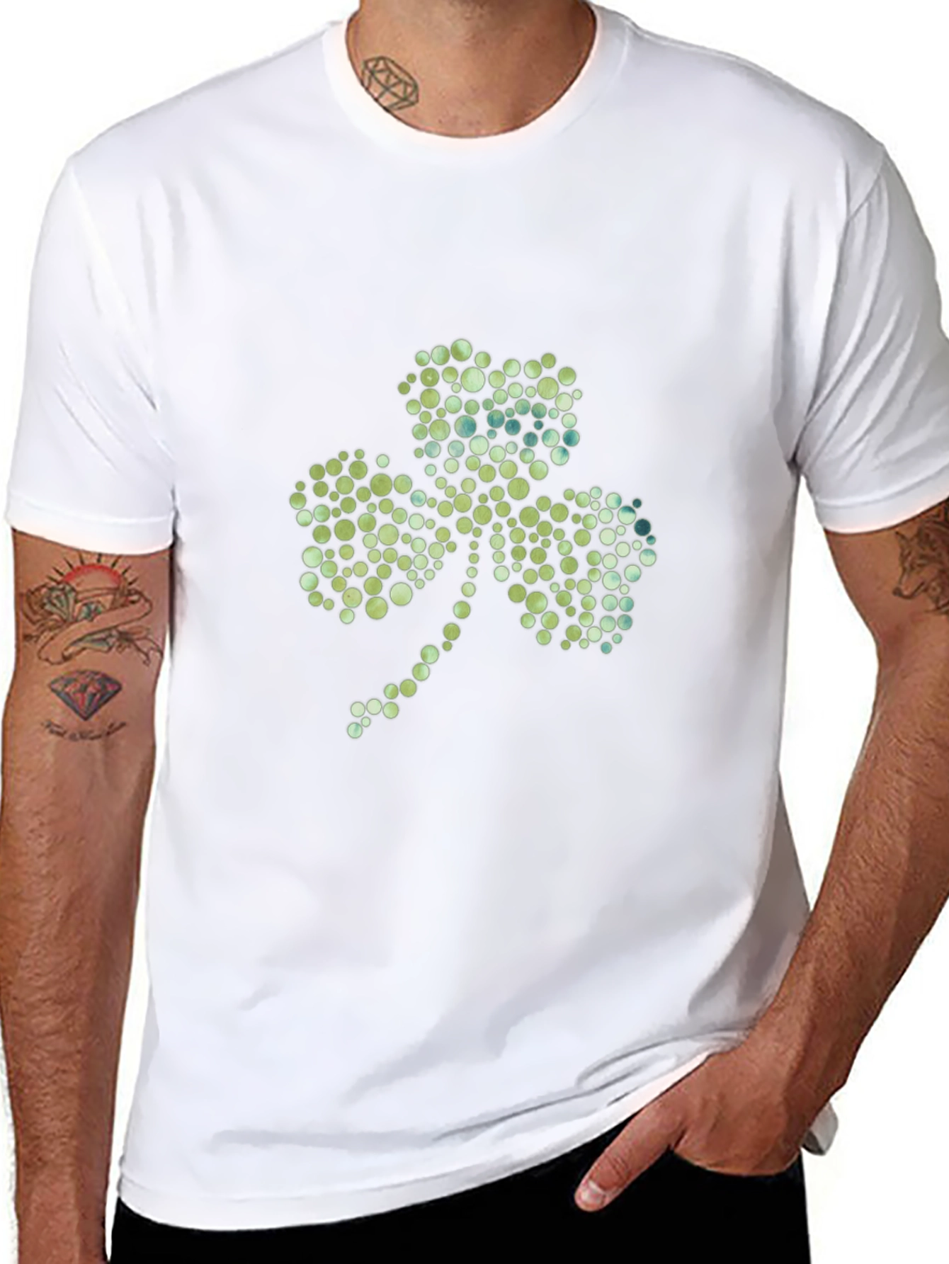 Shamrock Dot Pattern Black T-Shirt