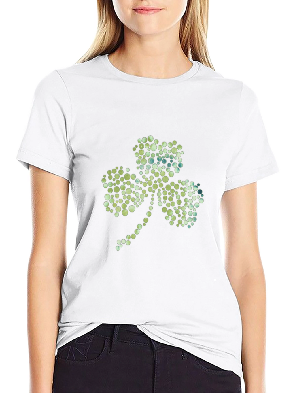 Shamrock Dot Pattern Black T-Shirt