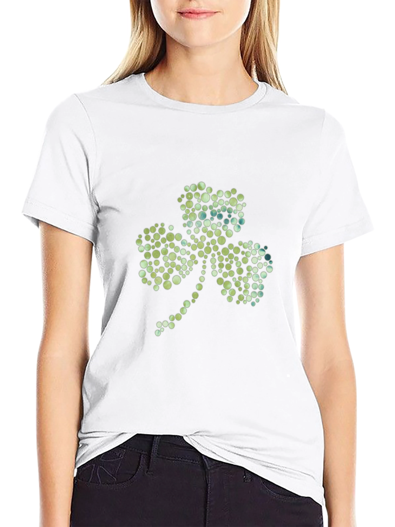 Shamrock Dot Pattern Black T-Shirt