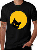 Black Cat Peek-a-Boo T-Shirt - Moon Design